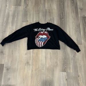 ROLLING STONES graphic cropped crew neck sweater size S